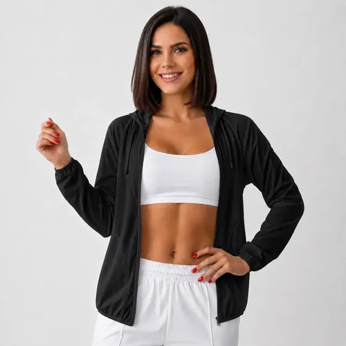 Jaqueta Corta Vento Feminino Capuz E Bolso Izing Leve 2026 Preto Gg Lisa