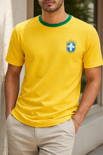 Camiseta Masculina Amarela Brasil Dryfit Amarelo Brasil G1 Lisa