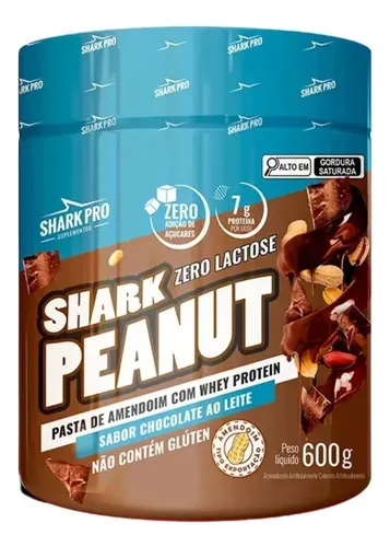 Pasta De Amendoim Shark Peanut Shark Pro Pote 600g Sabor Chocolate Ao Leite