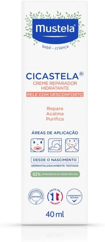 Mustela Cicastela Creme Reparador Hidratante 40Ml - Hidrata Repara Acalma E Purifica A Pele - Multiuso Para Os Pequenos Dodóis Dos Bebês E Crianças Feito Com 91% De Ingredientes De Origem Natural