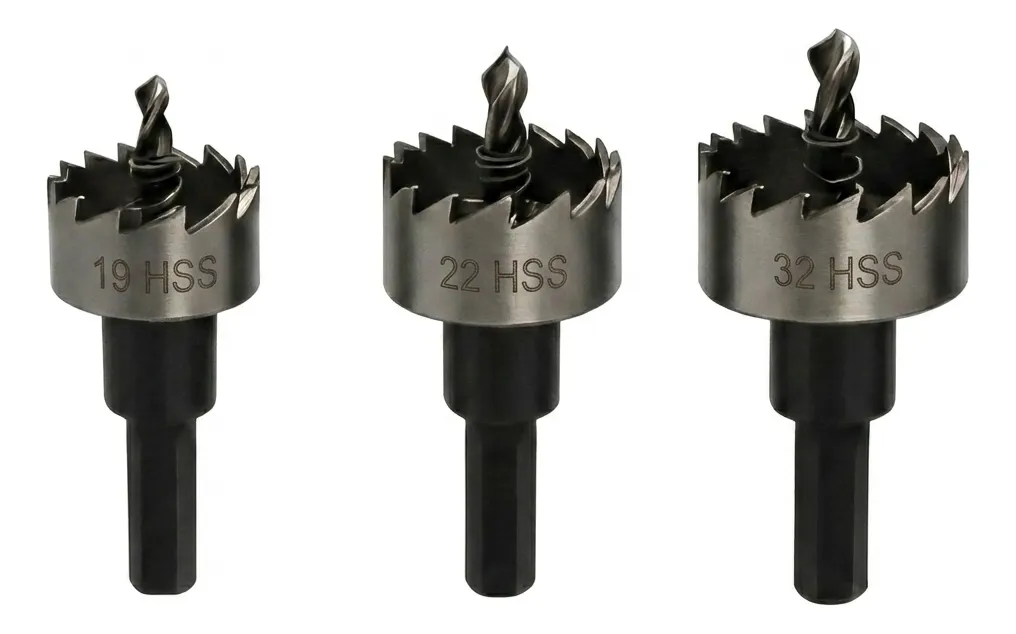 Kit 03 Brocas Serra Copo Hss Fura Metal Ferro Jogo 19 22 32