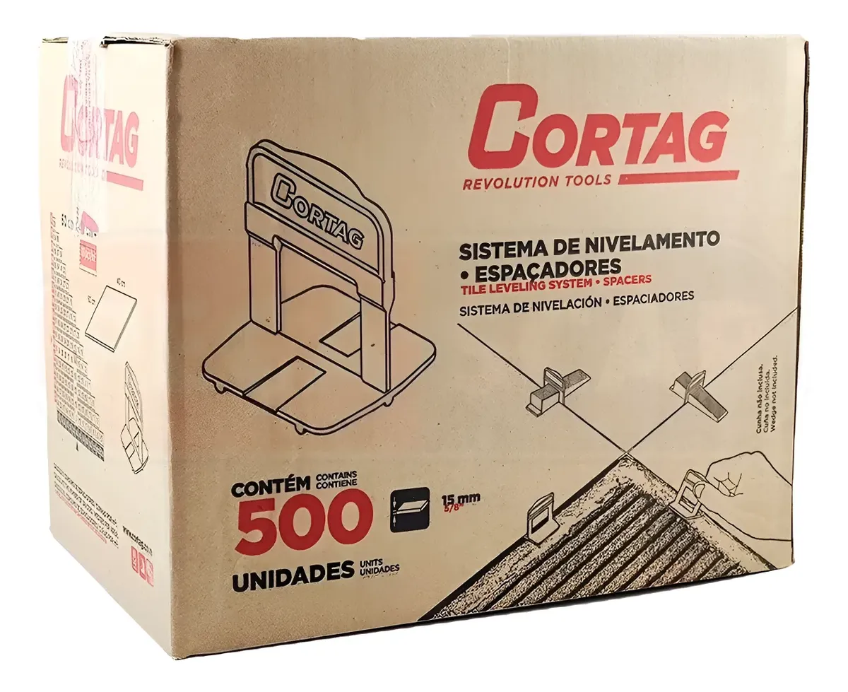 Espaçador Nivelador Cunha Larga Porcelanato 500 Peças Cortag