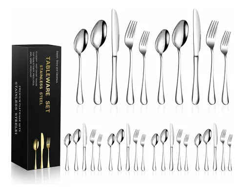 30 Peças Kit Jogos De Talheres Garfo E Faca Inox Prateado Prateado
