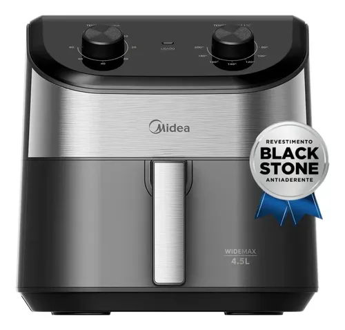 Fritadeira Air Fryer 4,5l Widemax Com Interior De Alumínio 1500w Midea Preto 220v