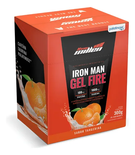 Iron Man Gel Fire C/ Cafeina E Taurina 10 Sachês New Millen