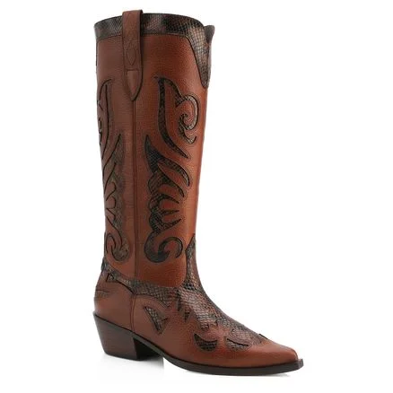 Bota Western - Couro Marrom /Alt Python Marrom