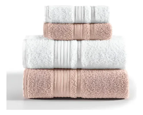 Jogo De Toalhas Altenburg Tóquio Banho 4 Branco E Rosa Delicacy Liso