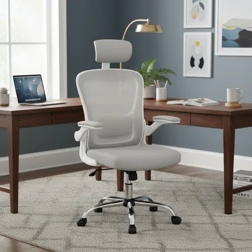 Cadeira De Escritório Ergonômica Giratória Boston G100 Com Estofado Mesh Luvinco Com Ajuste Lombar Cinza Malha