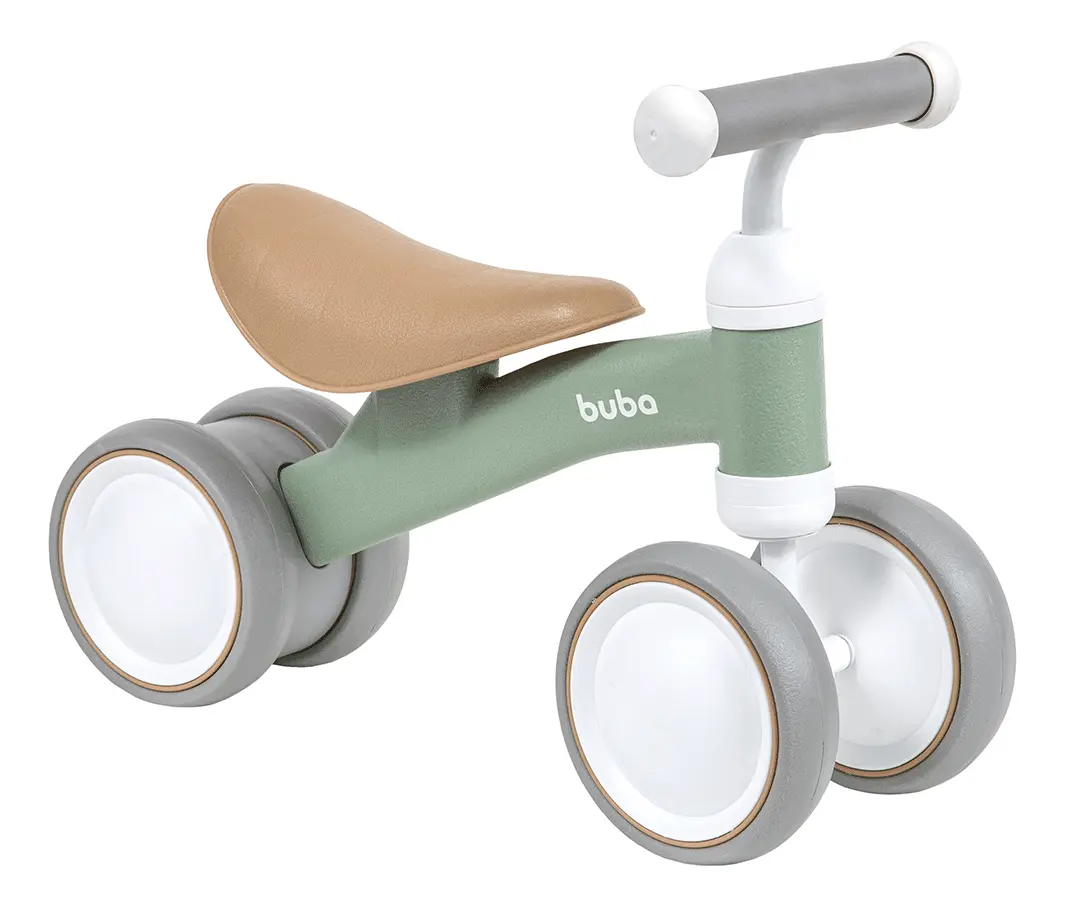 Bicicleta De Equilíbrio 4 Rodas Bebê Sem Pedal Infantil Buba Verde