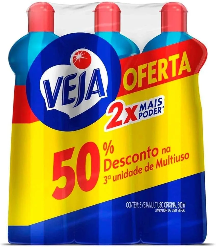Limpador Multiuso Veja Gold Original com 3 unidades de 500ml