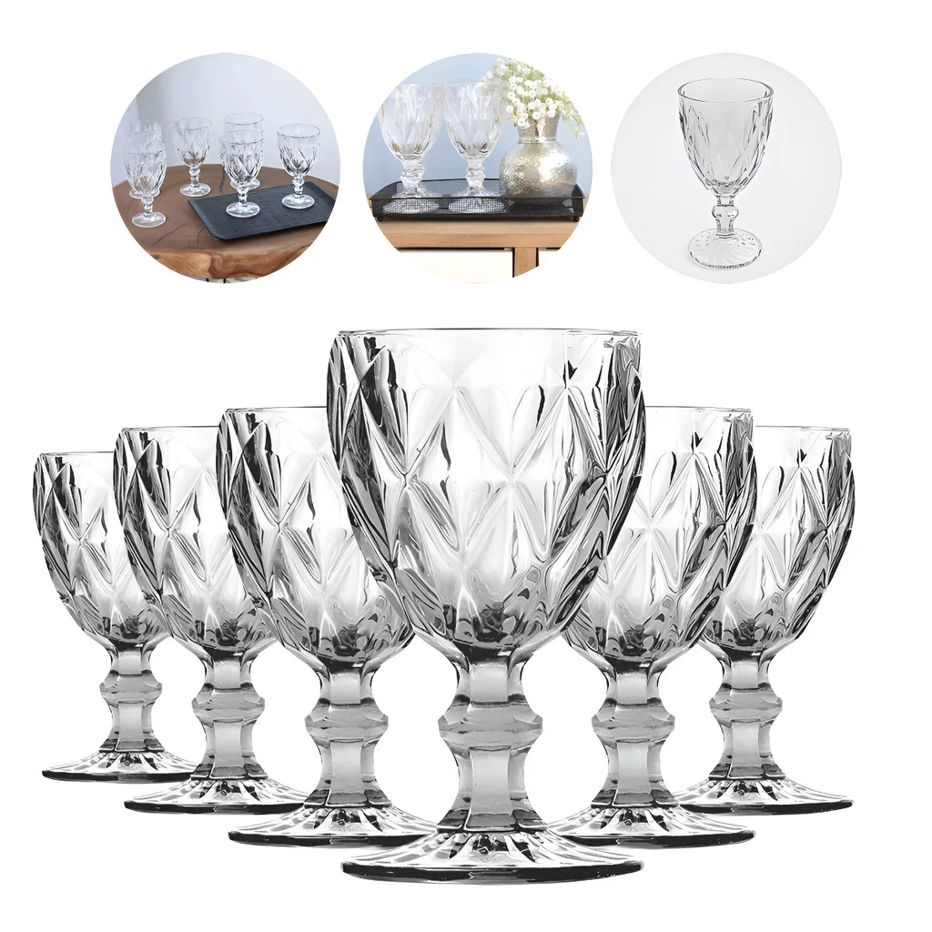Jogo De Taças De Vidro Diamond Cristal 325ml 6 Peças