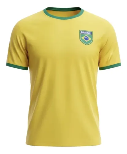 Camiseta Brasil Torcedor Malha Dry Copa Masculina Feminina Amarelo Gg