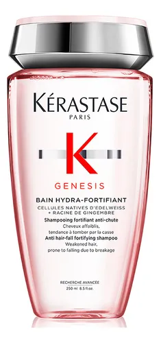 Shampoo Antiqueda Fortificante Com Células Nativas De Edelweiss E Raiz De Gengibre Para Cabelos Oleosos, Finos Ou Normais, Genesis Bain Hydra-fortifiant Kérastase, 250ml