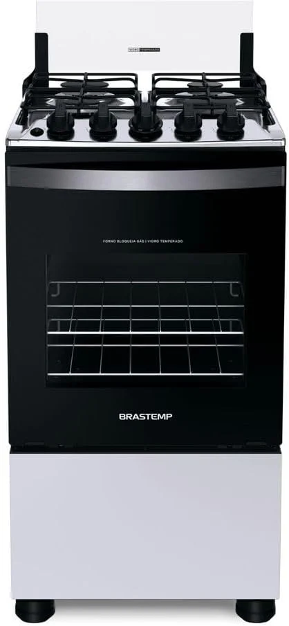 Fogão Brastemp 4 Bocas Branco com Duas Prateleiras com Alturas Ajustáveis - BFO4NBB Bivolt