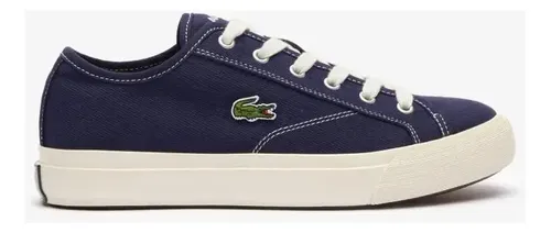 Tênis Masculino Lacoste Backcourt Azul Marinho / Bege Claro Liso 41
