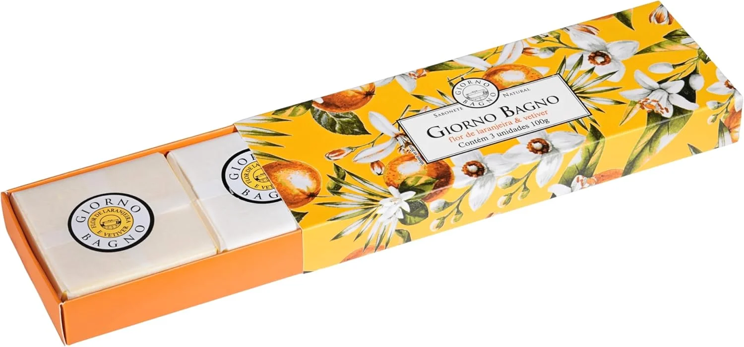 Giorno Bagno Kit De Sabonete Em Barra Para Mãos E Corpo Aroma Flor De Laranjeira E Vetiver 3 X 100G