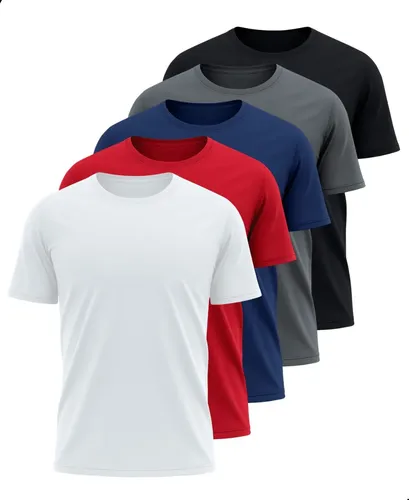 Kit 5 Camisetas Básicas Masculina Dry Fit Lisa Tradicional  Variado M