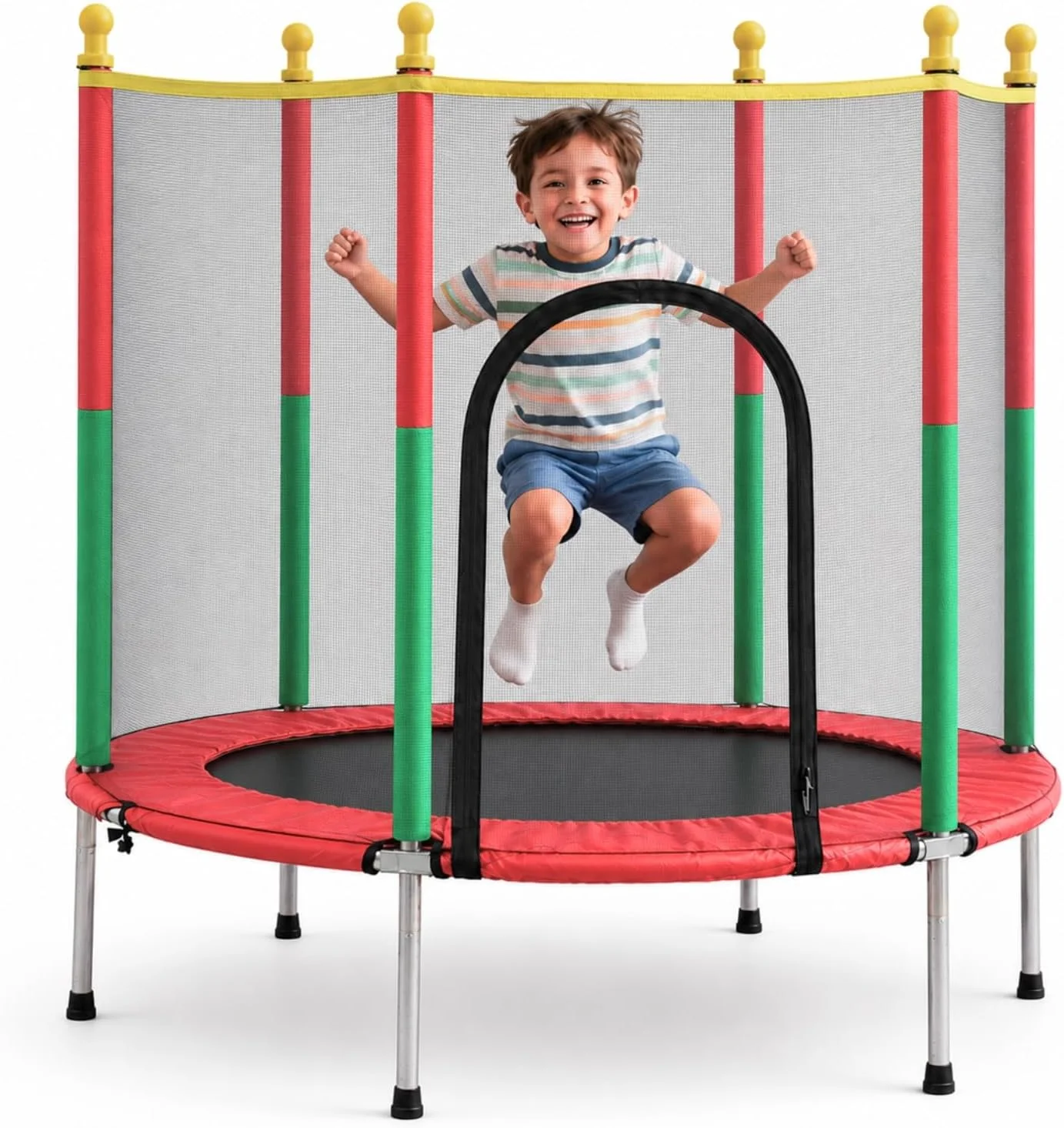 Cama Elástica Pula Pula Trampolim Infantil Colorida Criança Playground Rede com Zíper