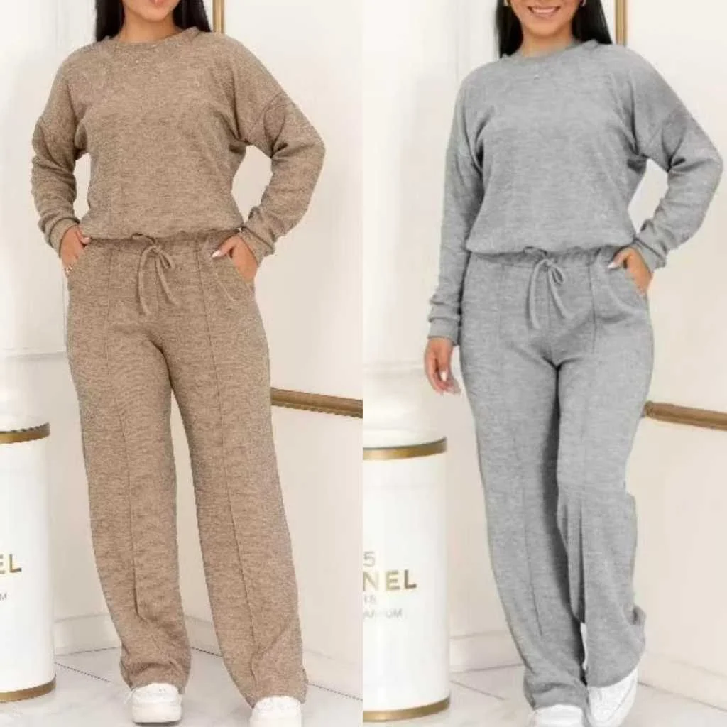 Conjunto Feminino Ribi Canelada Lanzinha 2 peças blusa e pantalona Inverno