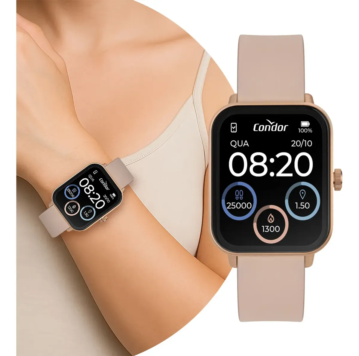 Smartwatch Relógio Inteligente Feminino Rosa Original Condor Rose-gold Rosa