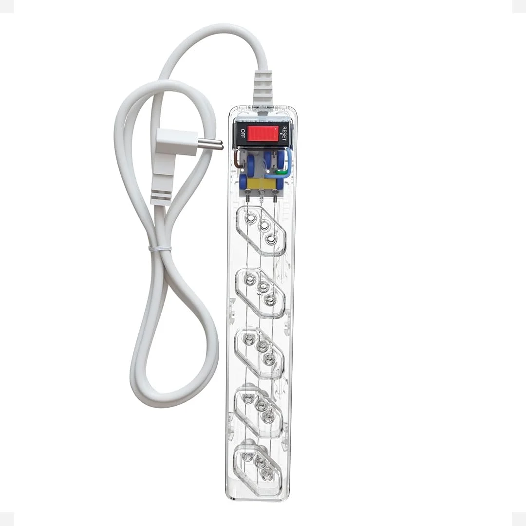 Filtro de Linha CLAMPER iCLAMPER Energia 5, 5 Tomadas, Proteção Contra Surtos Elétricos, 10A, Bivolt, Cabo 1m, Transparente