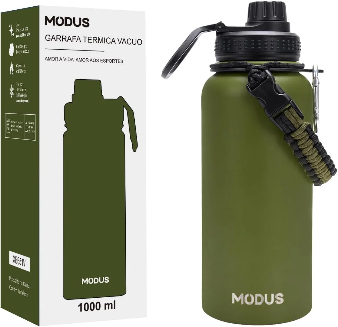 MODUS Garrafa Térmica Esportiva De Aço Inoxidável Com Isolamento A Vácuo De 950ML (Verde)