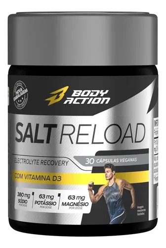 Salt Reload 30 Cápsulas Sal Premium Hidratação - Bodyaction Sabor Sem Sabor