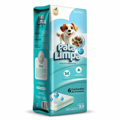 Tapete Higiênico 80x60 30un Pata Limpa Descartável Cachorro Pet Cão Fralda Manta Absorvente Branco