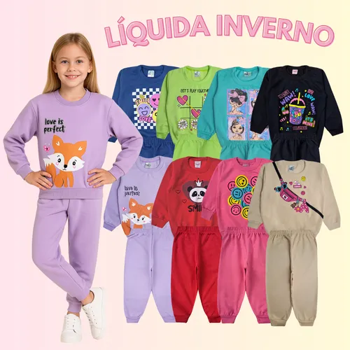 Kit 6 Peças Moletom Peluciado Infantil Menina Inverno Frio 6 Sortido