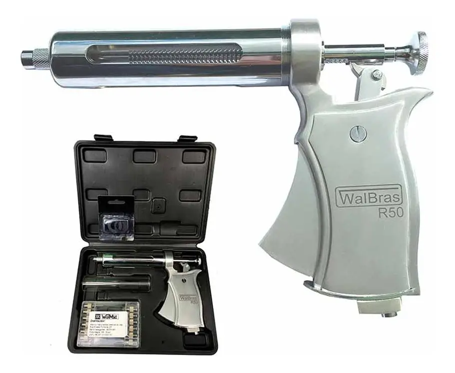Seringa R50 Vacinador P/ Bovinos Walmur Automático Pistola Cor Metal