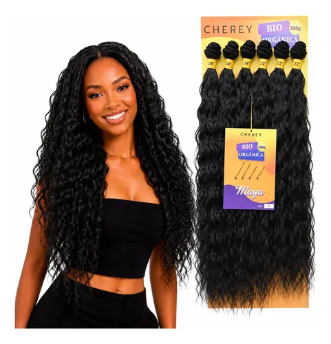 Aplique Cabelo Bio Orgânico Na Tela Maya Curly 300g 60/55cm 1 Preto
