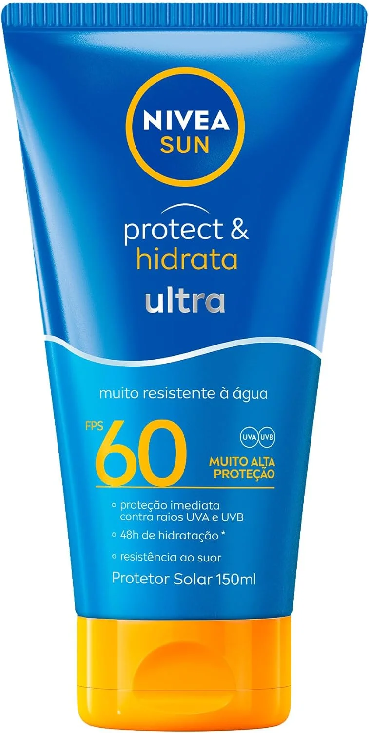 NIVEA SUN Protetor Solar Protect & Hidrata Ultra FPS 60 150ml, Muito Alta Proteção UVA/UVB, Hidratação 48h, Resistente à Água e Suor