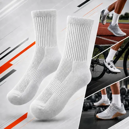 Kit 5 Pares Meias Poliamida Esportiva Corrida Bike Academia Branco Lisa 35-44