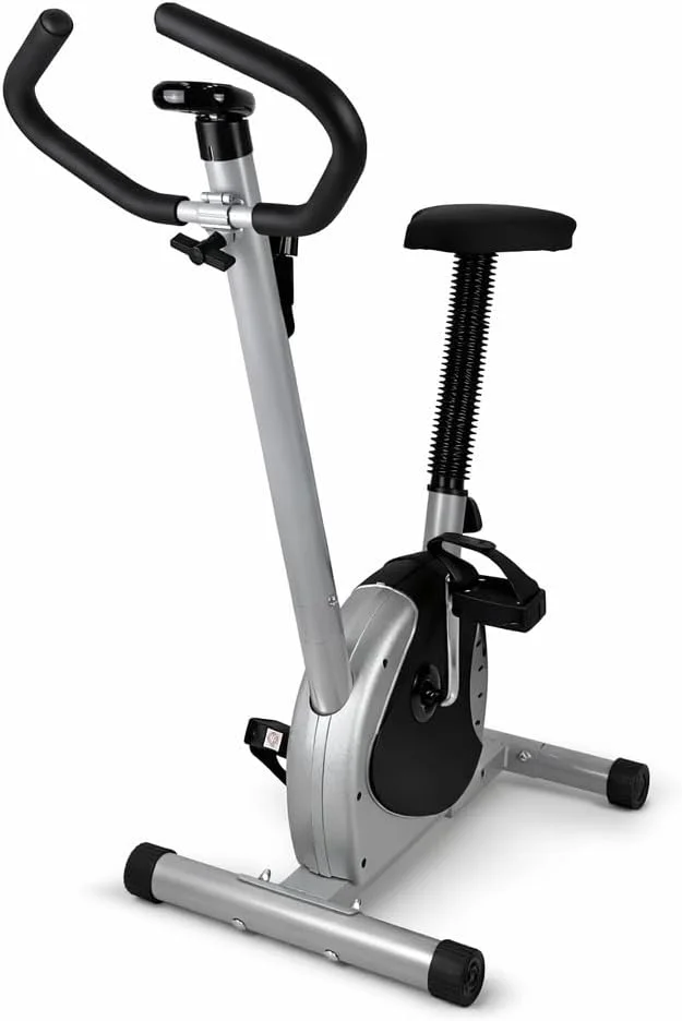Bike Ergométrica Bicicleta Vertical Academia Com Painel Digital Prateado Premium