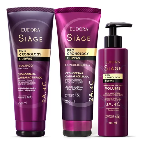 Combo Siàge Pro Cronology Curvas: Shampoo 250ml + Condiciona