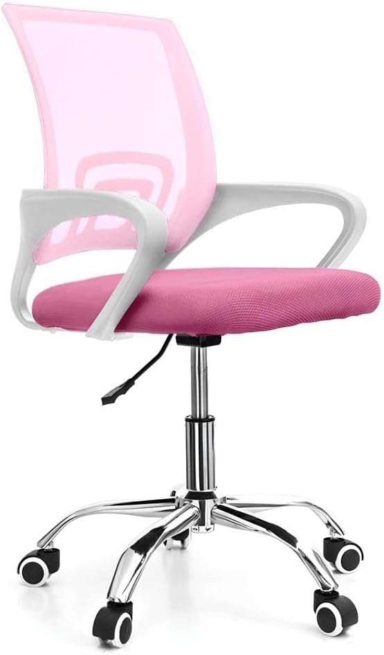 Cadeira de Escritório Secretária Base Cromada com Rodinha Fortt Lisboa Rosa - CSF02-R