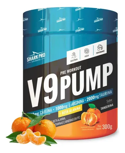 Pré Treino Shark Pro Tangerina 300g V9 Pump Energia E Força