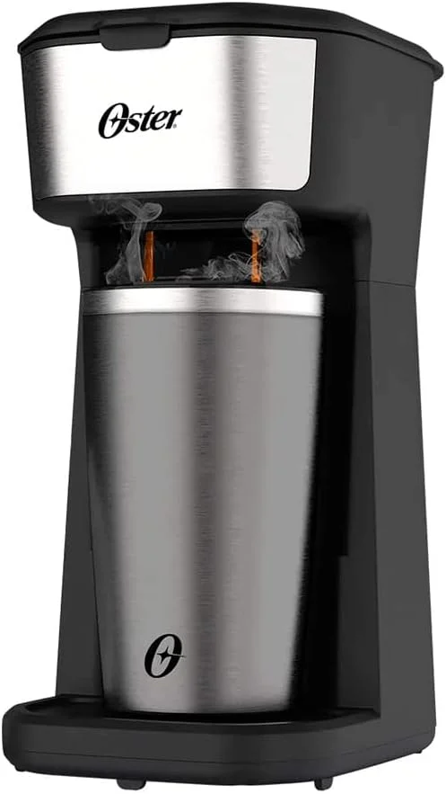 Oster Cafeteira 2Day Inox 2 em 1 com Copo Térmico, 220V, Preto/Inox, 600W, OCAF200