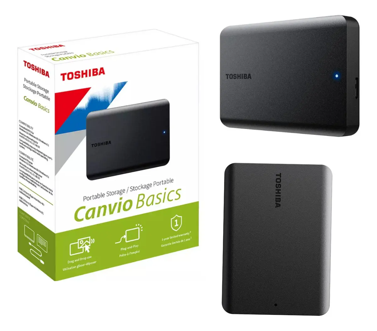 HD Externo Toshiba 2TB Canvio Basics Preto HDTB520XK3AA