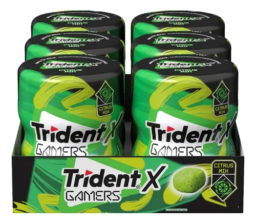 Chiclete Trident X Gamers Citrus Mix - Caixa Com 6 Unid De 48,3g