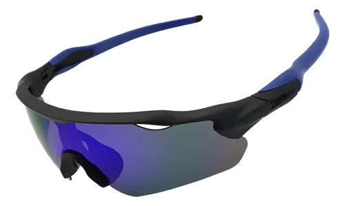 Óculos Esportivo Baixa Pace Ciclismo Bike Corrida Proteçãouv Lente Azul/espelhado Preto