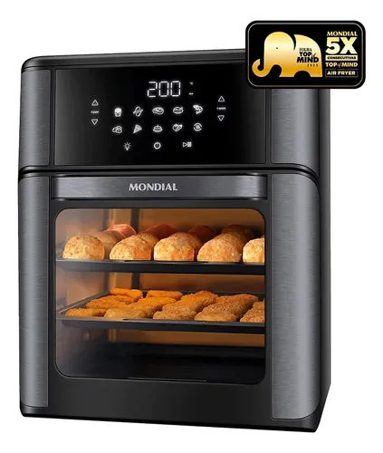 Fritadeira Elétrica Afon-12l-bg Forno Oven 12 Litros Preto Mondial 220v