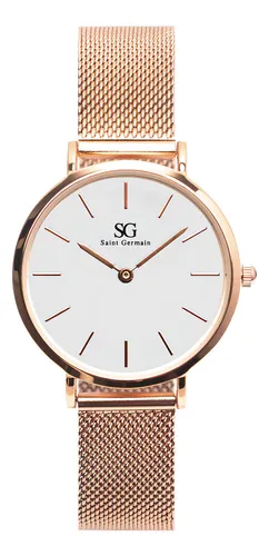 Relógio Feminino Dourado Rosé Saint Germain Nolita Rosé Gold 32mm Fundo Branco