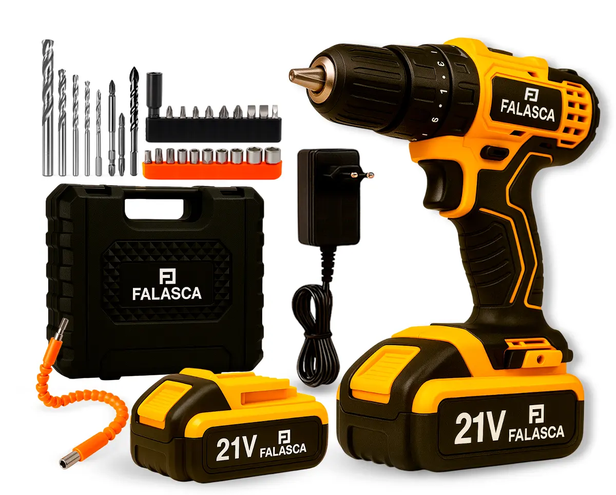 Parafusadeira E Furadeira A Bateria Pf21b2 21v Com Duas Baterias F02 4979 - Falasca Amarelo 60
