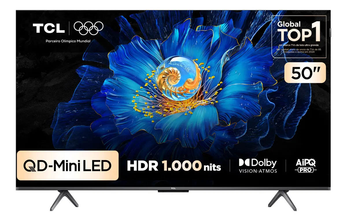 Smart Tv Tcl 50 Polegadas Qled Mini Led 4k C6ks Wifi Bluetooth Google Tv Hdr10+ Dolby Atmos 50c6ks