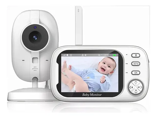 Babá Eletrônica Y-6000 Câmera Semfio Visão Noturna 20h 3.5'' Lcd Tela Grande De Alta Definição Multifuncional Alarme Com Microfone 127/220v Branco