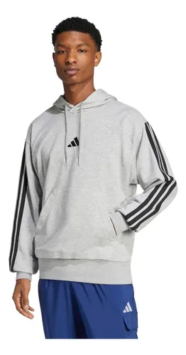 Moletinho Capuz Essentials 3-stripes adidas G Cinza