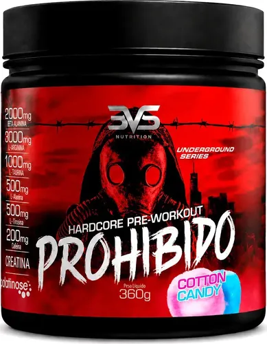 Prohibido Pré Treino 360g - Sabor: Cotton Candy - A Combinação Perfeita De 8 Ingredientes Que Proporcionam Energia Do Início Ao Fim Do Seu Treino Algodão Doce