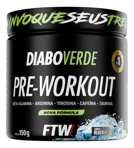 Pré Treino Pre Workout Diabo Verde Pote 150g Sabor Black Ice Ftw Gelo Preto