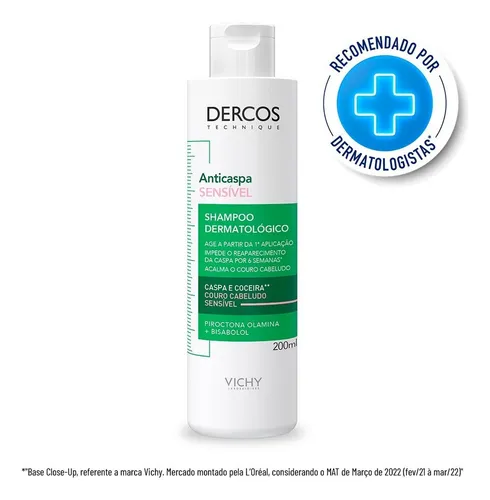 Shampoo Anticaspa Sensível Acalma Couro Cabeludo E Remove A Caspa Desde O Primeiro Uso Com Ação Antirrecidiva 6 Semanas Sem Sulfato Dercos Vichy 200ml